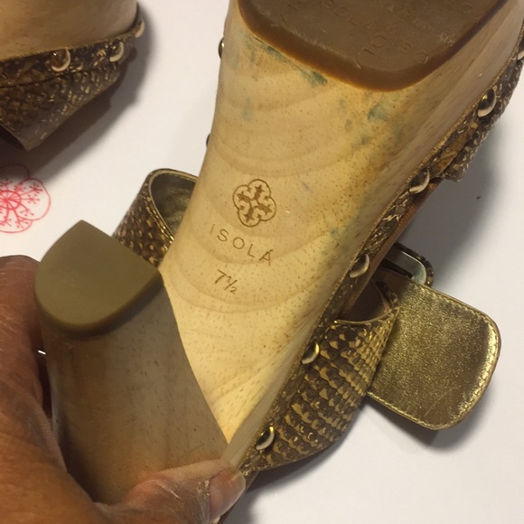 ISOLA Snake/Crocodile Large Buckle Wooden Clog - Picture 4 of 5